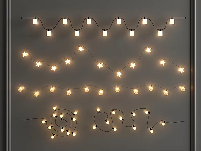Decorative String Lights with Star Shaped Design and Coiled Patterns for Indoor Wall Decor 3d model