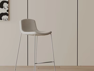 Modern Light Gray Bar Stool With Metal Legs For Kitchen Bar Counter Area 3d model