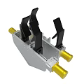 3D Model Of Mechanical Device With Black Parts And Golden Cylinders