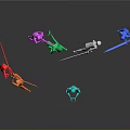 Colored Human Figures In Various Colors Interacting With Tools In Dynamic Poses