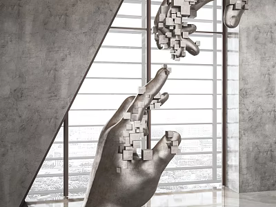 Modern Sculpture Hall Hand Sculpture Device Ornaments 3d model