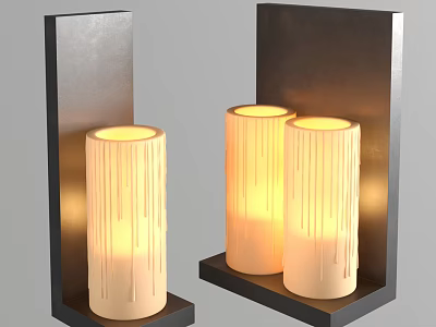 Cylindrical White Textured Wall Sconces With Black Frame Base And Warm Glow 3d model