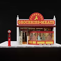 Traditional Grocery Store Exterior Featuring Coca Cola Sign Red Dispenser And Window Product Displays