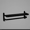Bathroom Accessories Black Double Layer Corner Shelf On Wooden Floor With Light Colored Walls