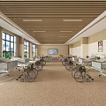 Spacious Modern Rehabilitation Center Corridor With Wall Displays Textured Floor And Lighting