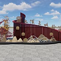 Photo Check In Spot With Red Structure Dragon Sculpture Mountain Motifs Under Blue Sky