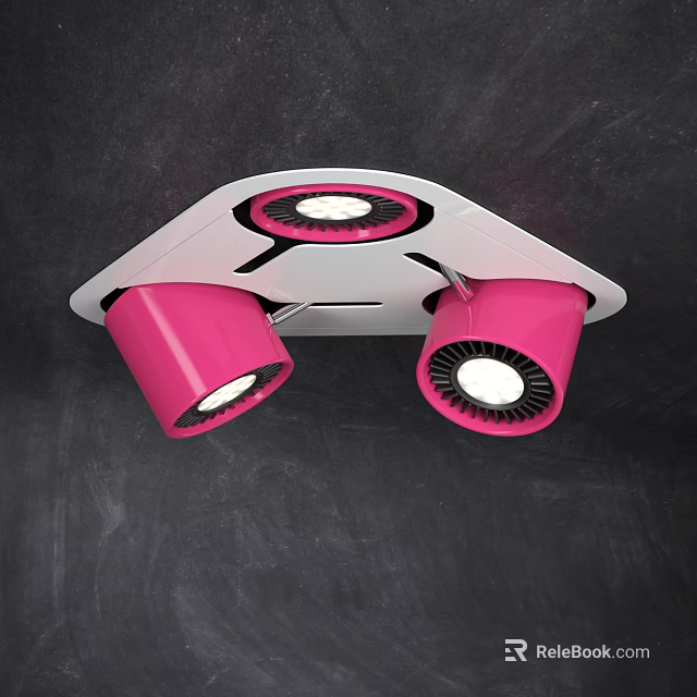 Modern Downlight Spotlight with Dual Pink Heads and Unique Ceiling Design 3d model 
