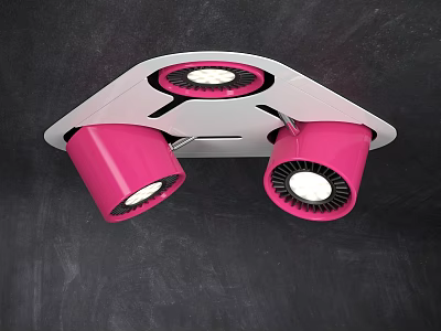 Modern Downlight Spotlight with Dual Pink Heads and Unique Ceiling Design 3d model