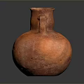 Artisan Crafted Orange Clay Sculpture Jar With Textured Surface And Handle