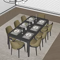 Dining table and chair combination 3d model