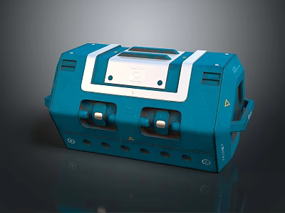 Blue Industrial Device With White Stripe Control Panel Knobs Vents And Handle 3d model