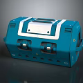 Blue Industrial Device With White Stripe Control Panel Knobs Vents And Handle 3d model