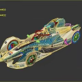 Blue White BMW Formula E Racing Car With Allianz Sponsor Logos And Sleek Design