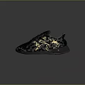 Modern Black Sneakers With Beige Stripes Casual Sports Shoe Design For Daily Wear