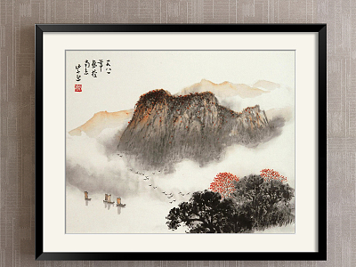 New Chinese Landscape Painting Brown Hallway Landscape Decoration Painting model