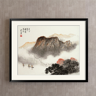 New Chinese Landscape Painting Brown Hallway Landscape Decoration Painting 3d model