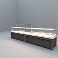 Sweet Shop Glass Display Cases With Dark Wooden Cabinets And White Countertops