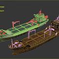 Modern Cargo Ship With Green Superstructure and Rusty Old Brown Vessel as Water Transport