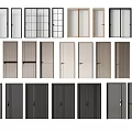 Various Modern Swing Doors Featuring Different Design Styles And Material Options 3d model