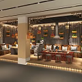Traditional Chinese Tea House Interior With Cozy Sofa Seating Potted Plants And Wall Decor