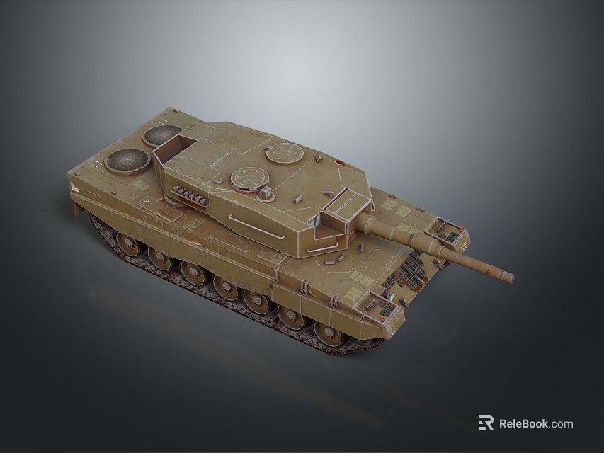 Military Tank with Armored Hull Turret Cannon and Tracks Design 3d model 