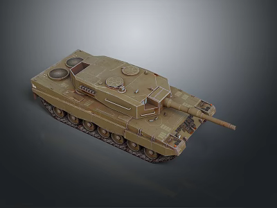 Military Tank with Armored Hull Turret Cannon and Tracks Design 3d model