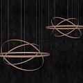 Modern Elegant Chandeliers With Circular Twisted Design Hanging On Black Textured Wall