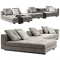 Modern Gray Sectional Sofa With Soft Fabric Cushions And Cozy Throw Pillows 3d model