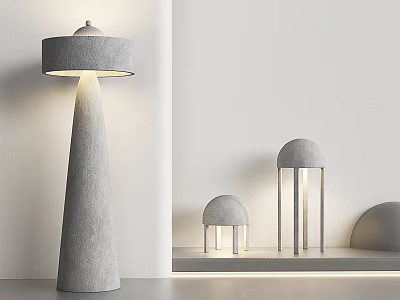Minimalist Modern Floor Lamp In Minimalist Interior With Small Lamps 3d model