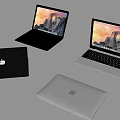 Apple Laptops In Silver White Black Open And Closed With Mountain Screen Displays