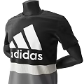 Model Wearing Adidas Black Gray Tracksuit With White Stripes And Logo
