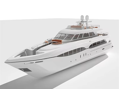 White Luxury Yacht Featuring Sleek Lines And Spacious Upper Deck 3d model