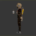 Game Movie Character Wearing Vintage Diver Helmet And Black Leather Outfit With Harness Gear