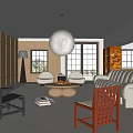 Modern Living Room Interior With Large Windows White Sofa Armchair Coffee Table And Area Rug