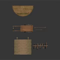 Traditional Wooden Garden Living Supplies With Handcart Plank And Rake Tools