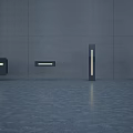 Modern Interior Swing Door Design With Dark Wall And Stylish Lighting Fixtures