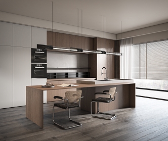 Modern Kitchen Open Kitchen Bar Area 3d model