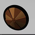 Modern Swing Door With Brown Orange Fan Shaped Panels And Black Frame