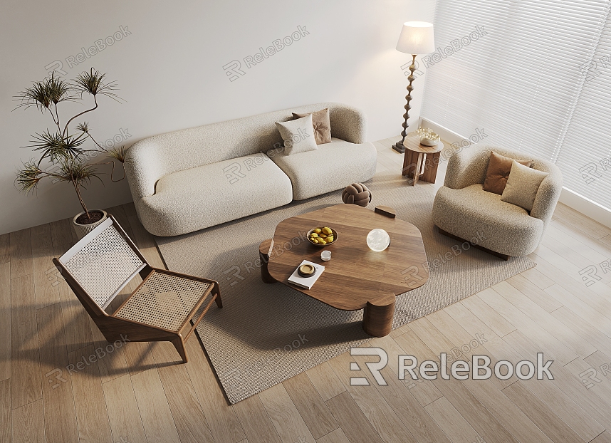 Many people's sofa tea table floor lamp combination model