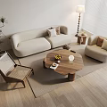 Many people'sofa tea table floor lamp combination 3d model