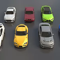 Modern Sports Cars In White Red Green Yellow Gray And Blue Colors On