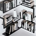 Modern Minimalist Bookshelf Interior With Open Shelves And Stacked Books