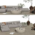 Modern sofa coffee table combination 3d model