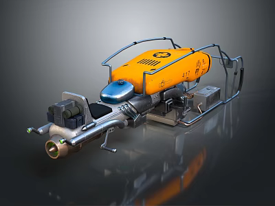 Futuristic Mechanical Weapon With Orange Blue Metal Structure And Advanced Design 3d model