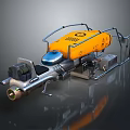 Futuristic Mechanical Weapon With Orange Blue Metal Structure And Advanced Design 3d model