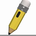 Modern Yellow Pencil With Silver Band And Black Button Design