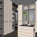 Modern Walk in Closet Design With Cabinets Hanging Clothes Open Shelves And Drawers