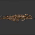 Dry Arbor Branches And Twigs Piled On White Background Surface 3d model