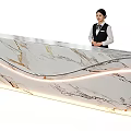 Modern Reception Desk With Marble Texture LED Strip Lighting And 6m Length