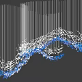 Modern Crystal Chandelier With Hanging Metallic Wires And Wave Shaped Transparent Blue Crystals
